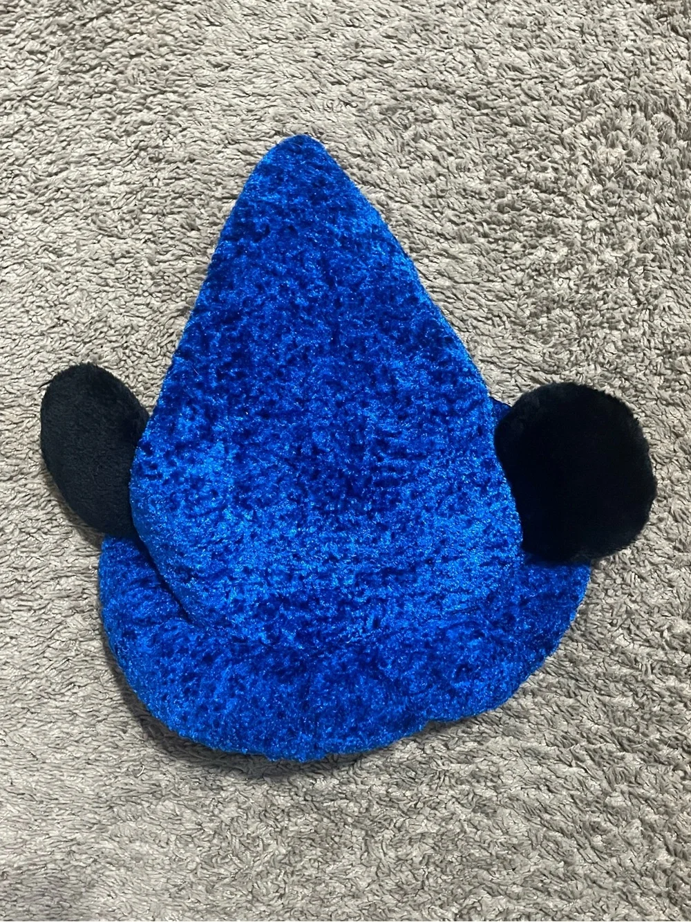 Disney Parks Mickey Mouse Fantasia Wizard Blue Plush Hat w/ Ears Size Small